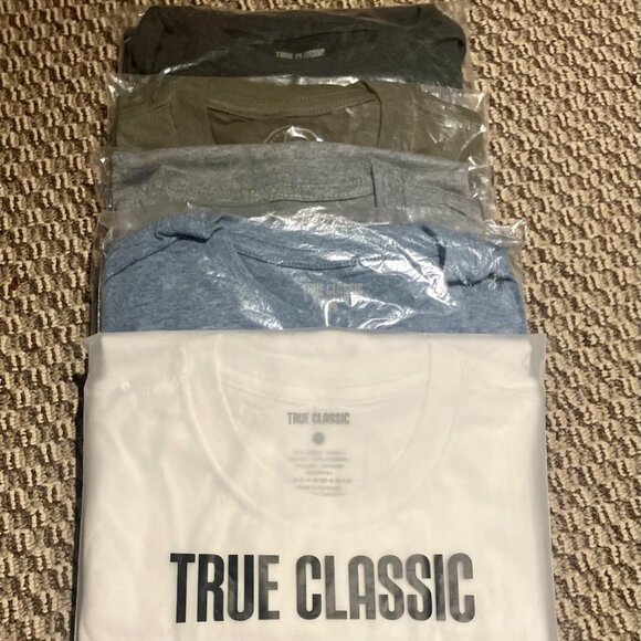 TRUE CLASSIC CREWNECK T-SHIRT - 5 PACK (BRAND NEW) - Picture 1 of 6